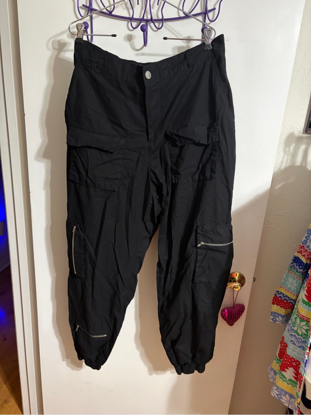 🧡 1X Rue Black Cargo Jogger Pants with Zipper Details - Picture 7 of 13